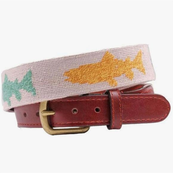 Smathers & Branson Other - Smathers & Branson Rainbow Trout Hand-Stitched Needlepoint Belt Size 34